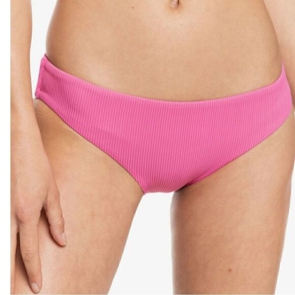 ROXY Juniors' Love The Comber Bikini Bottoms Size XLarge Ribbed Swim Pink New - Picture 3 of 13